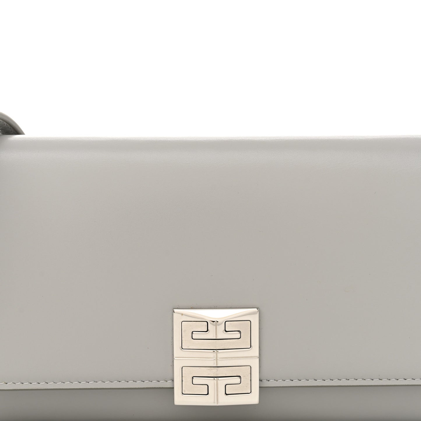 Calfskin 4G Wallet on Chain Cloud Grey