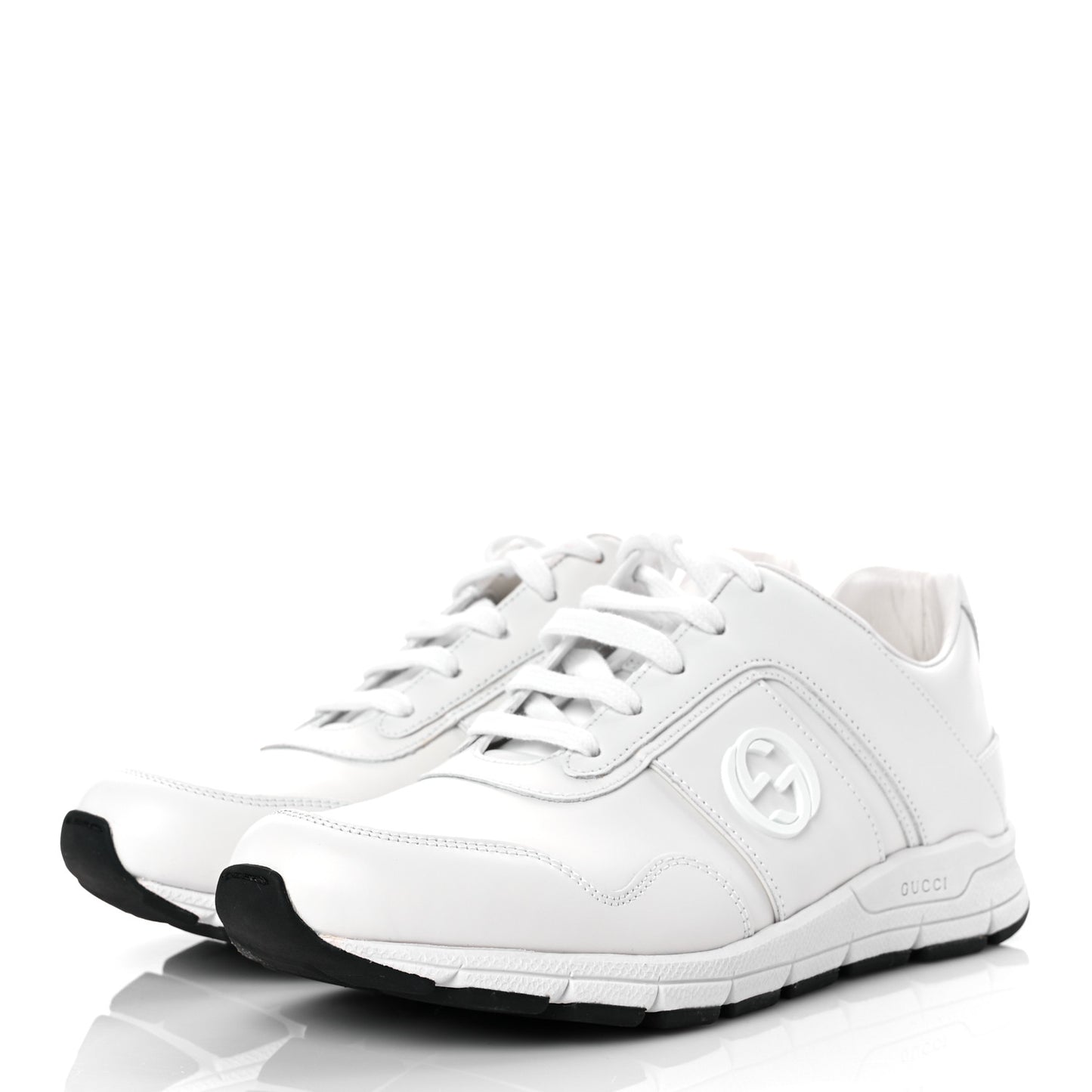 Calfskin Womens Interlocking G Sneakers 38 White