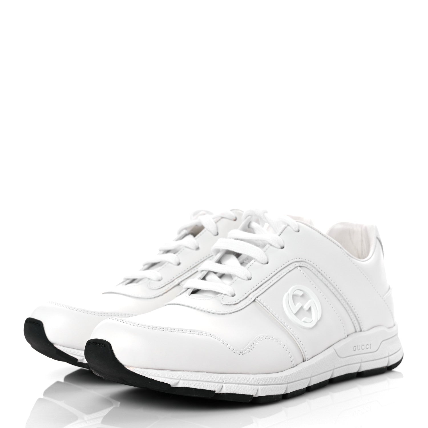 Gucci Calfskin Womens Interlocking G Sneakers 38 White 3 of 13