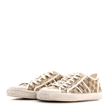 Gucci GG Monogram Mens Julio Low Top Sneakers 10 Beige Ebony Mystic White 4 of 9