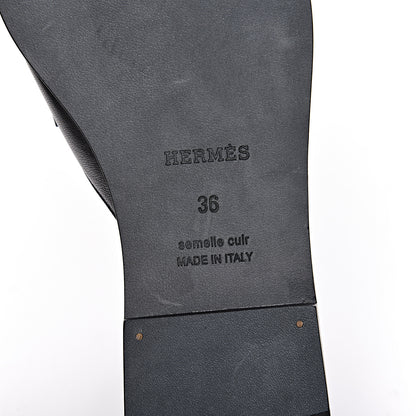 Hermes Goatskin Auteuil Sandals 36 Black 6 of 9