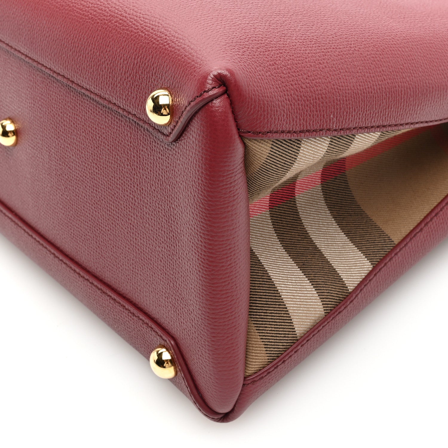 Burberry Grainy Calfskin House Check Medium Banner Tote Crimson 9 of 9