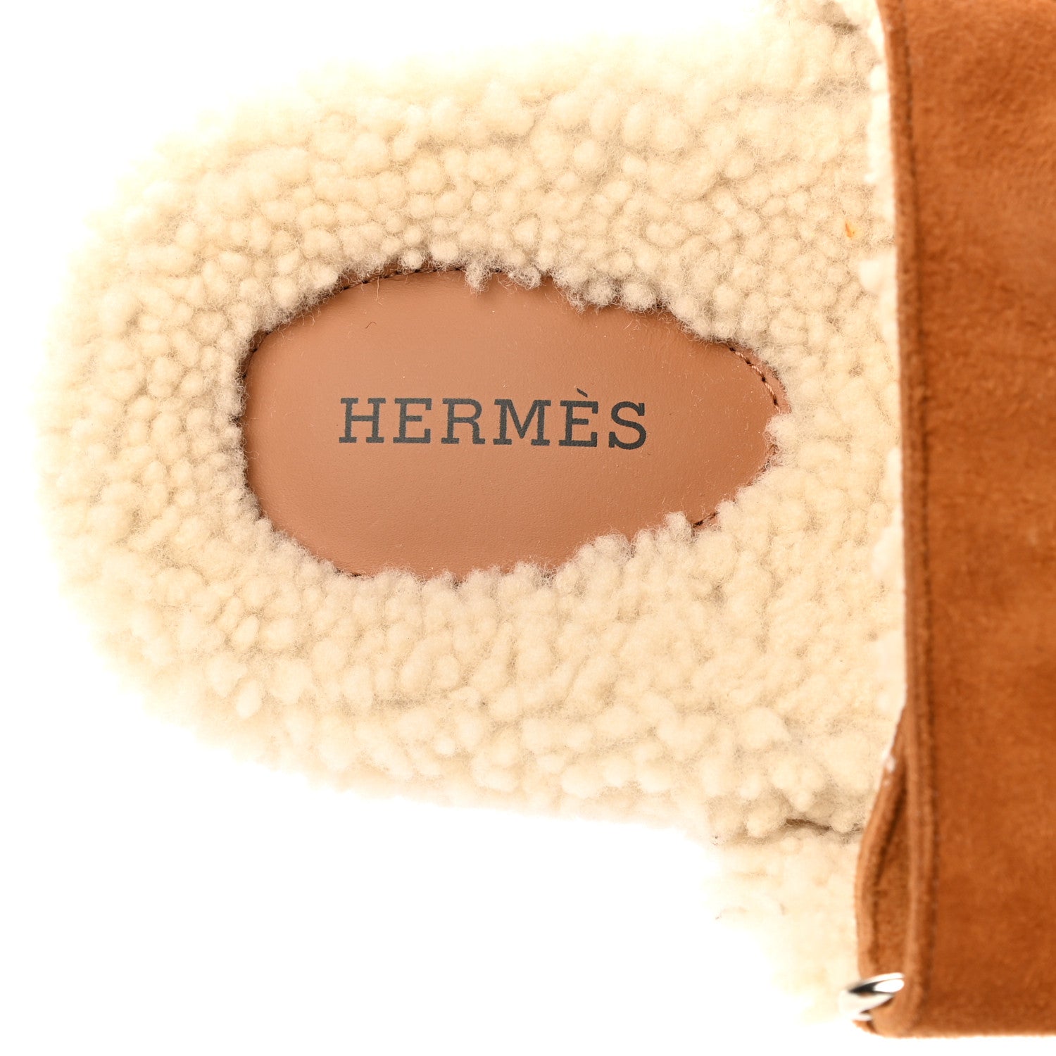 Hermes Suede Goatskin Woolskin Womens Chypre Sandals 37.5 Naturel Ecru 7 of 8