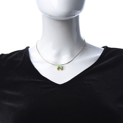 Hermes Lacquered Gold Pop H Pendant Necklace Turquoise 2 of 5