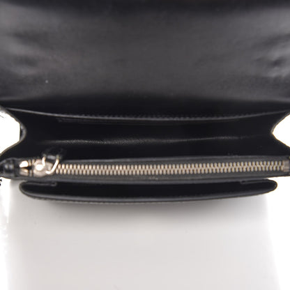 Saint Laurent Calfskin Crocodile Embossed Monogram Sunset Chain Wallet Black 5 of 8