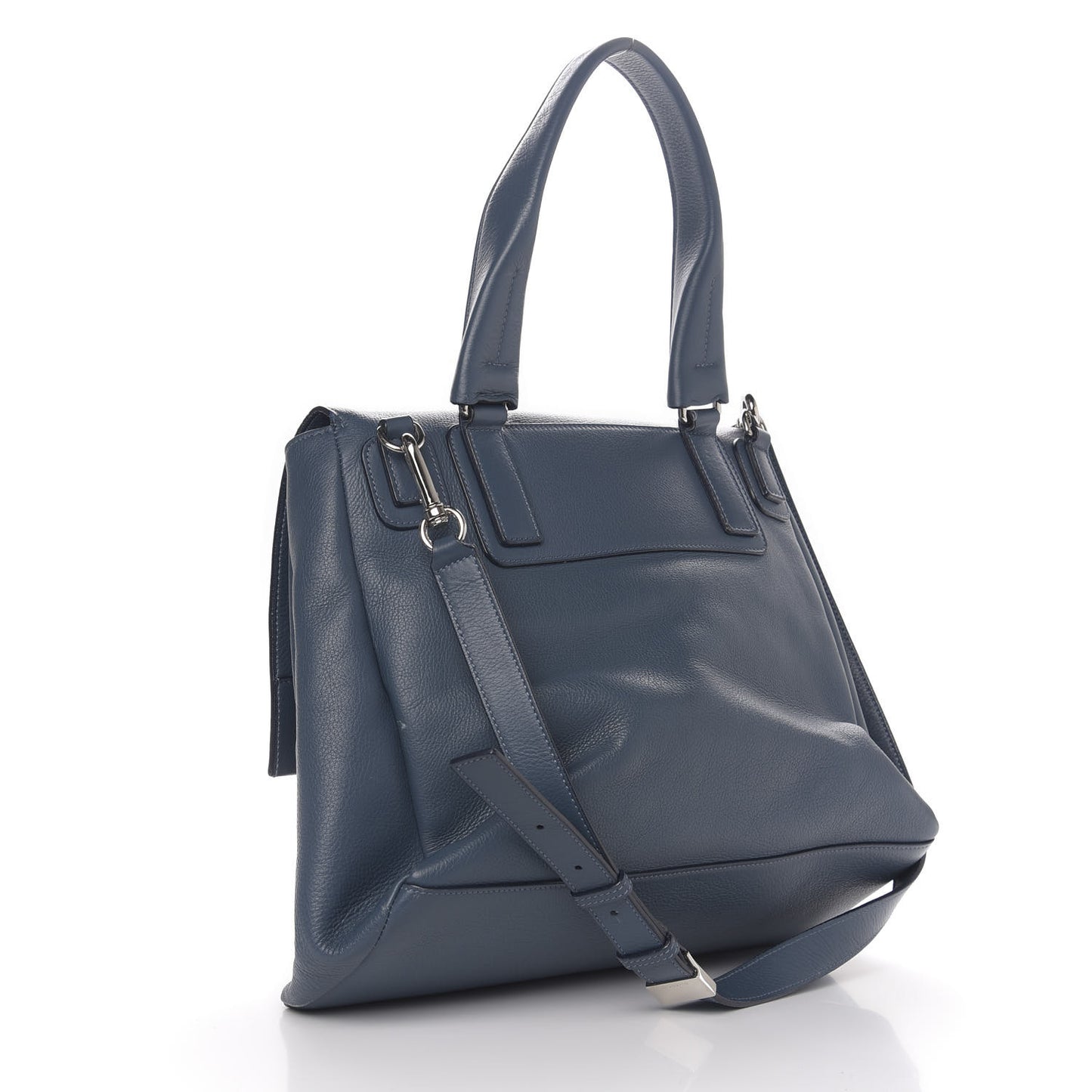 Grained Calfskin Medium Pandora Pure Flap Bag Blue Mineral