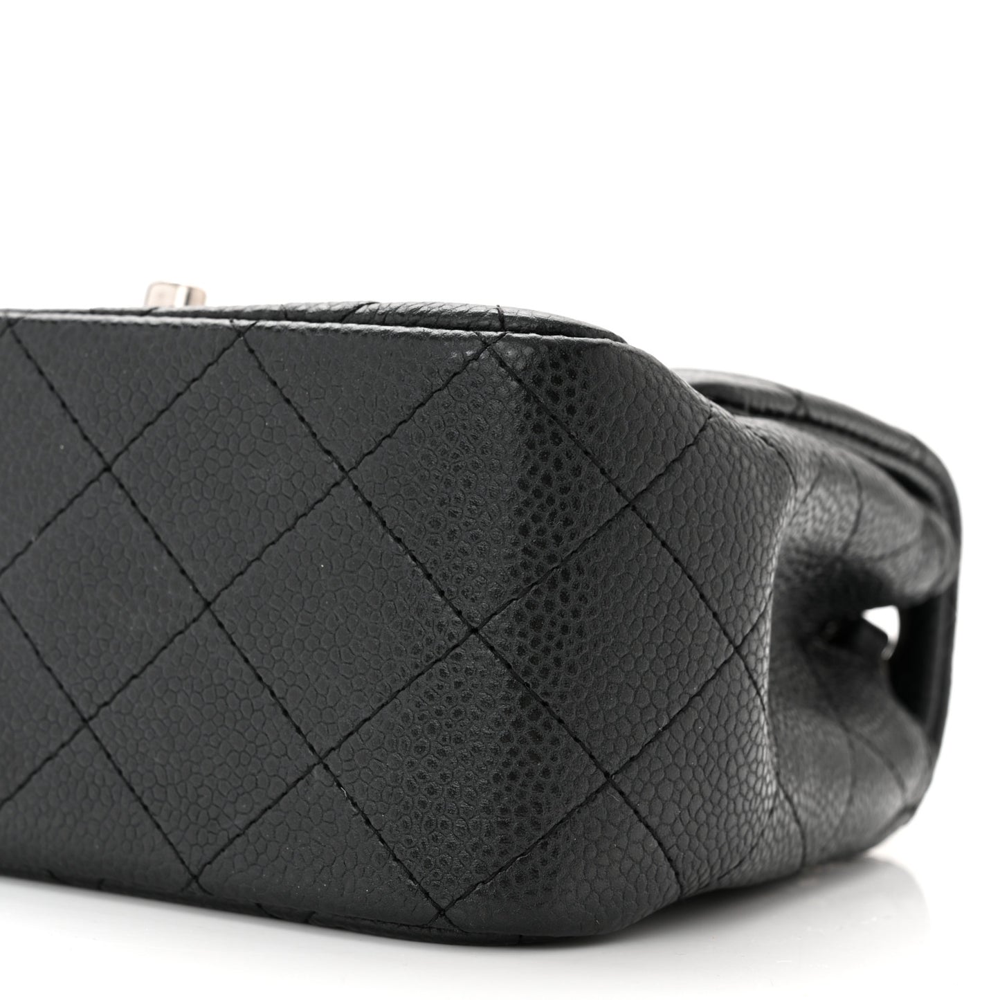 Caviar Quilted Mini Square Flap Dark Charcoal