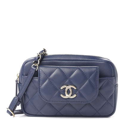 Chanel Lambskin Quilted Waist Bag Blue 2 of 11