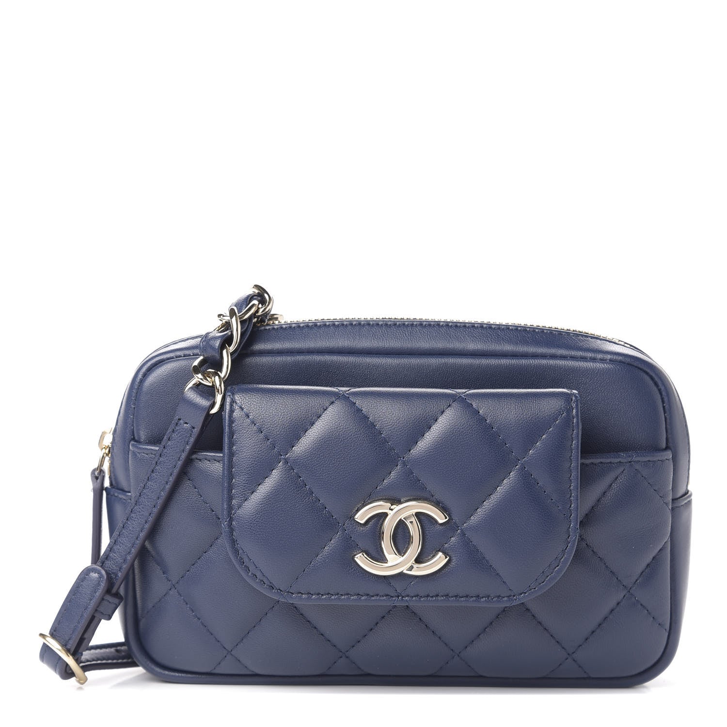 Chanel Lambskin Quilted Waist Bag With Pouch Blue 2 of 11