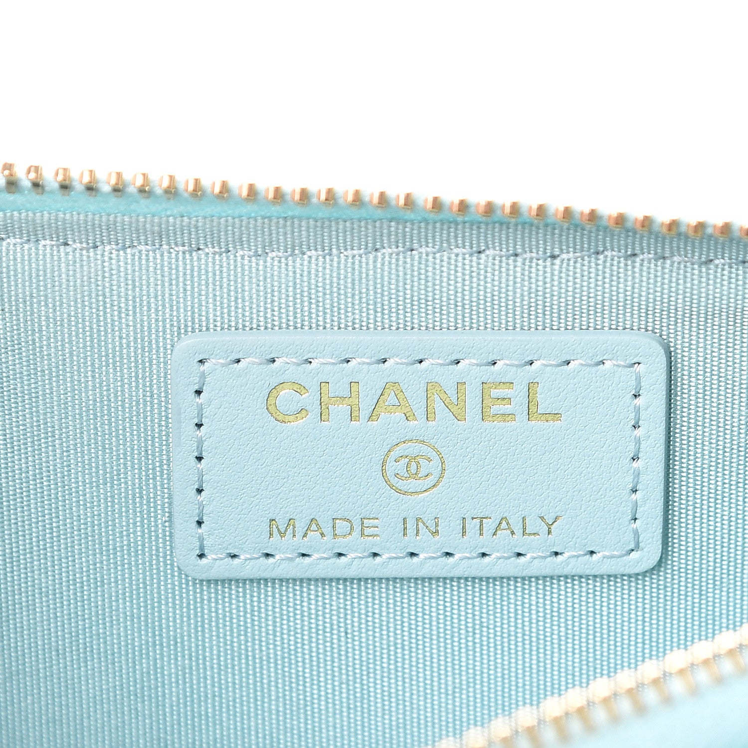 Chanel Caviar Camellia Embossed Classic Flat Wallet Pouch Light Blue 5 of 7