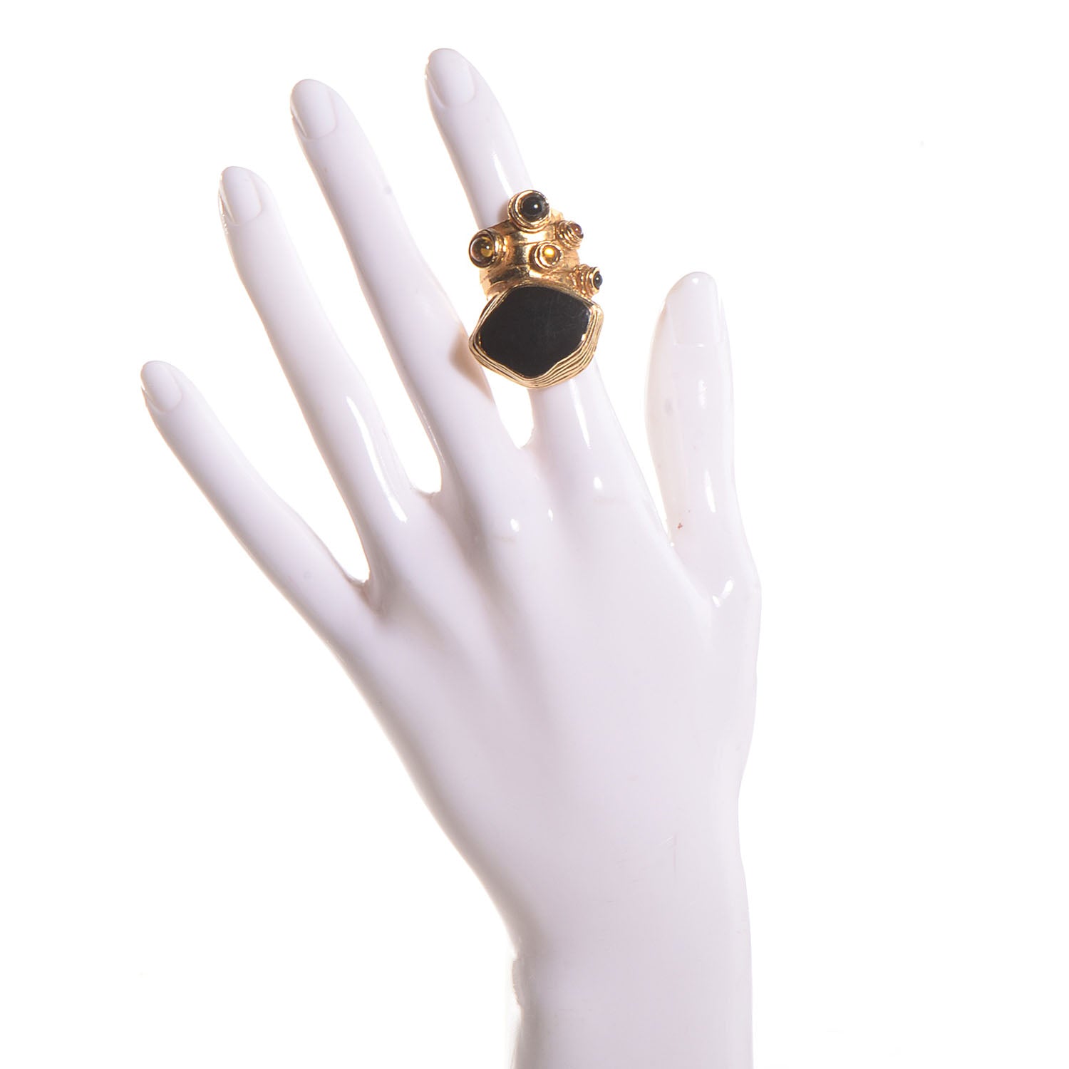 Saint Laurent Enamel Arty Ring 4 Black Gold 2 of 5