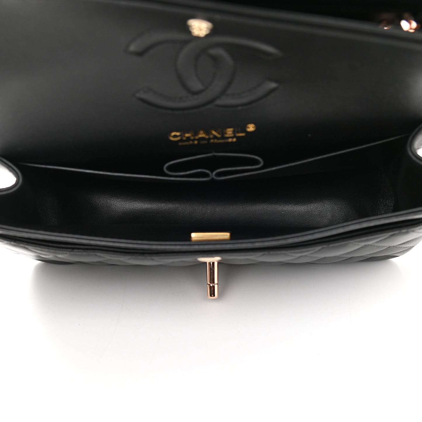 Lambskin Quilted Small Double Flap Black