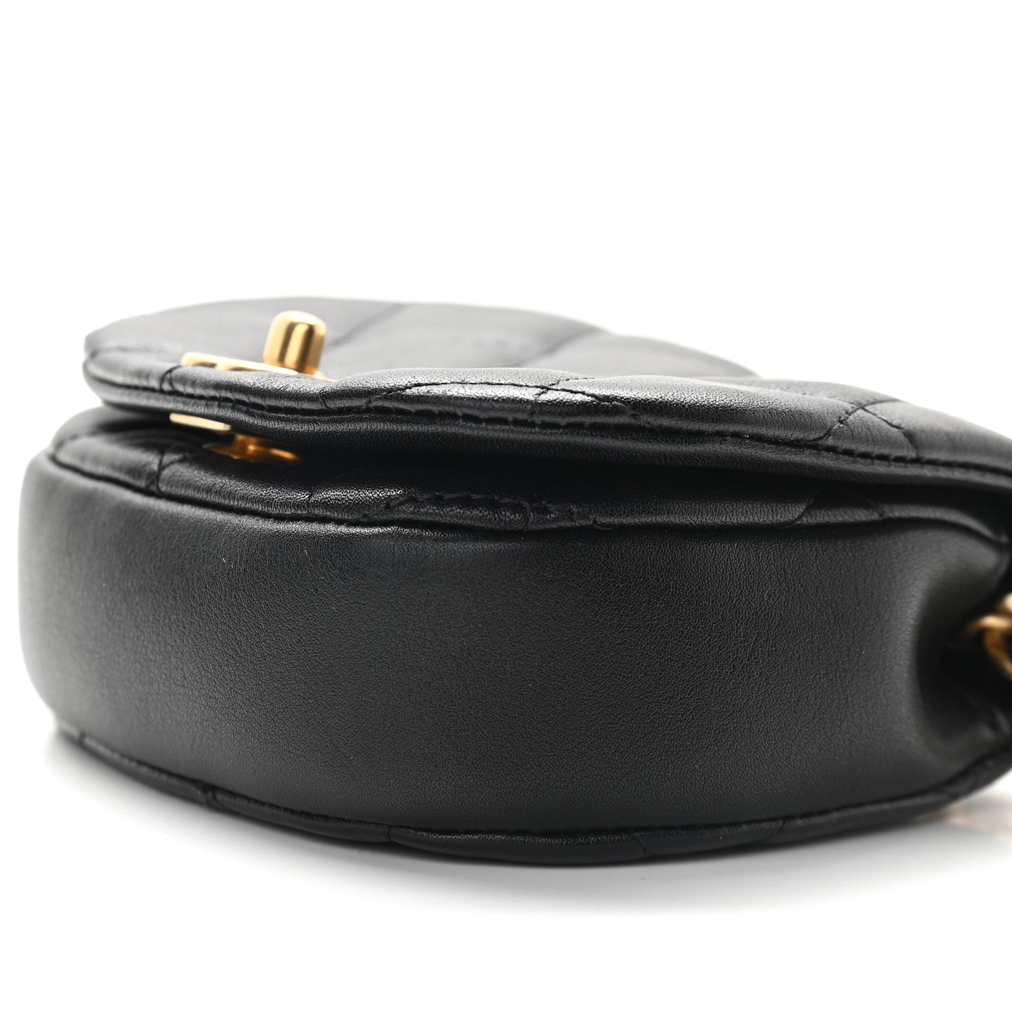 Calfskin Quilted Mini Coco Mail Clutch with Chain Black