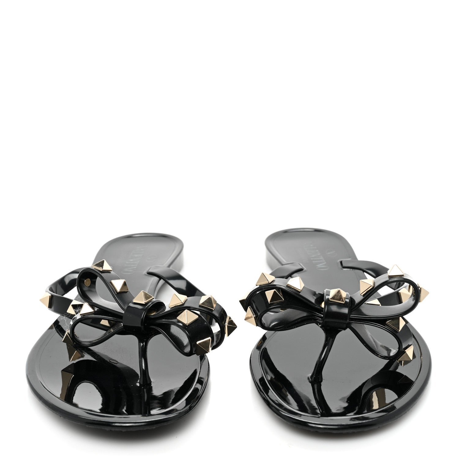 Valentino Garavani PVC Jelly Rockstud Bow Thong Sandals 38 Black 2 of 9
