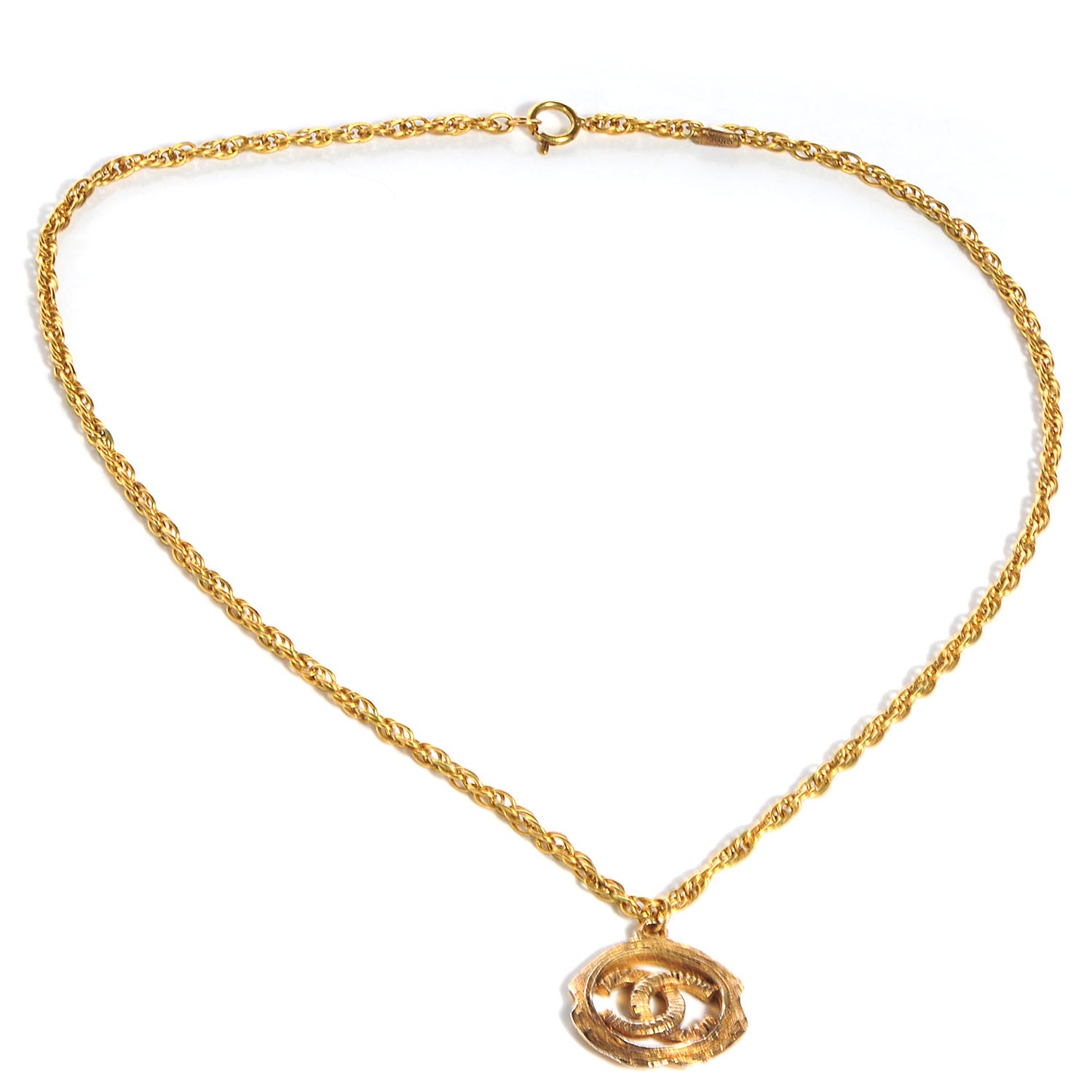 Chanel CC Logo Pendant Necklace Gold 3 of 5