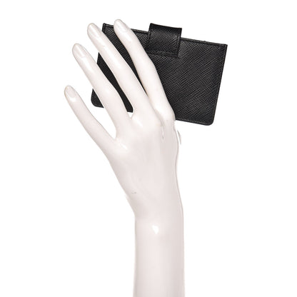 Prada Saffiano Metal Gusseted Card Holder Black 2 of 7