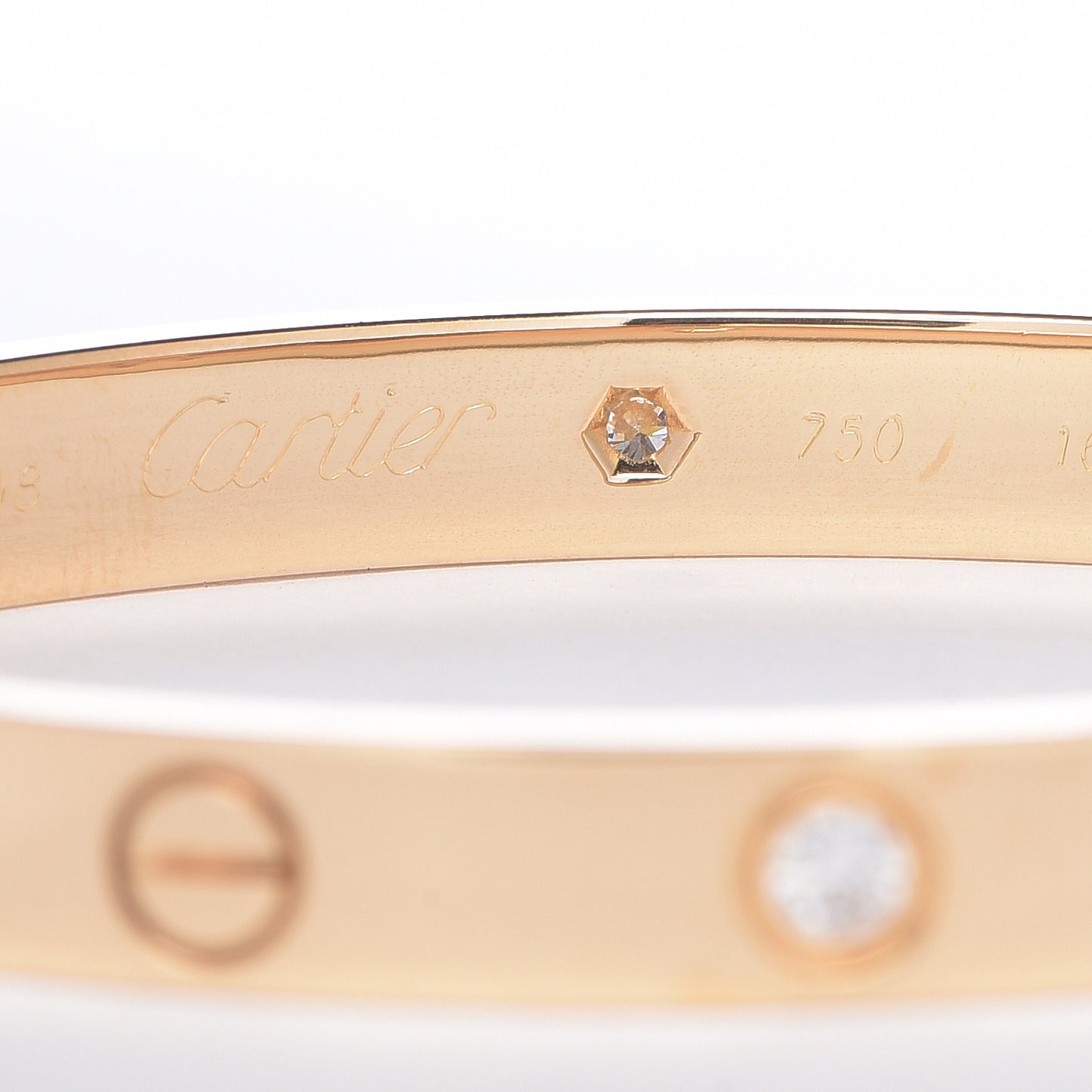 18K Yellow Gold 6 Diamond LOVE Bracelet 16