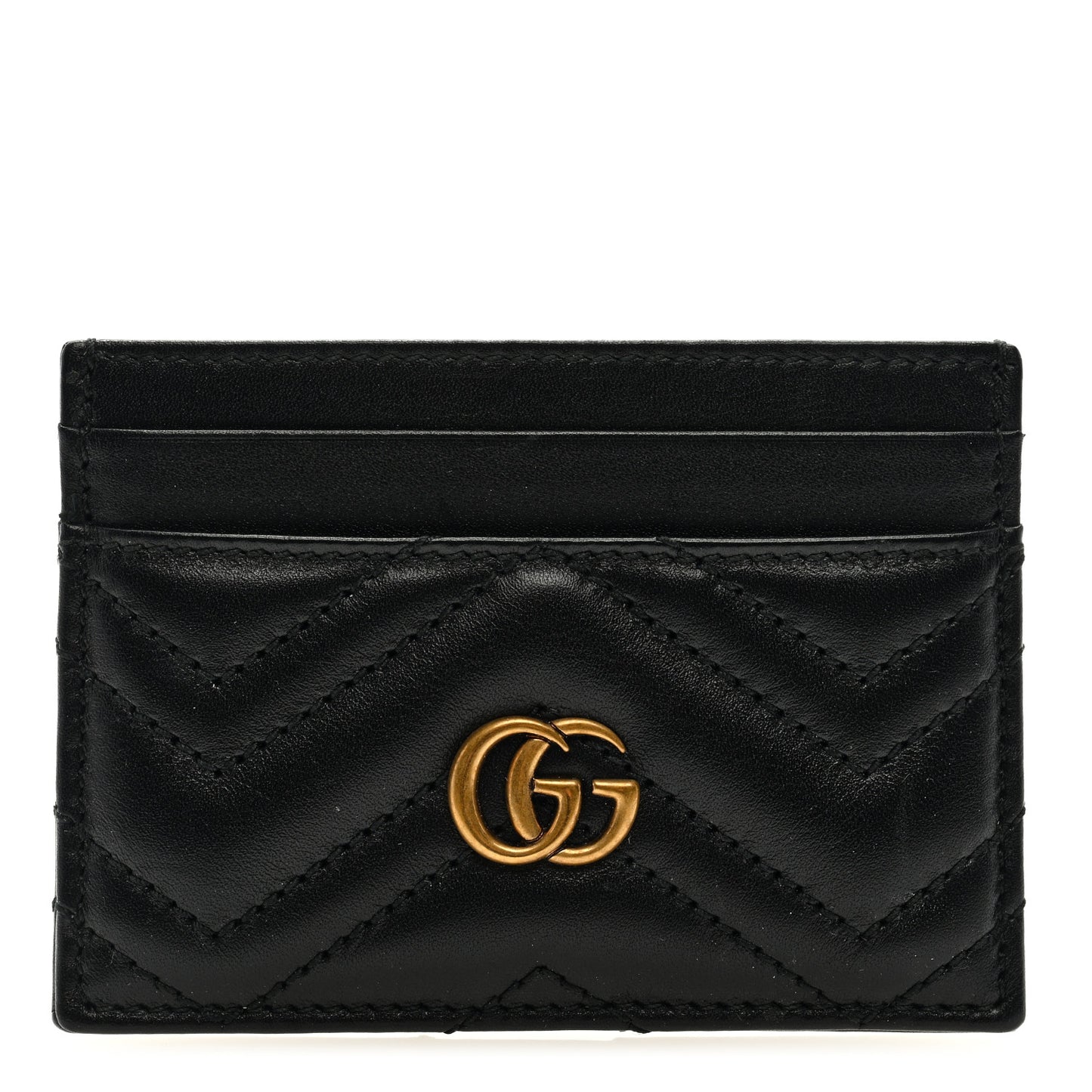 Calfskin Matelasse GG Marmont Card Holder Black