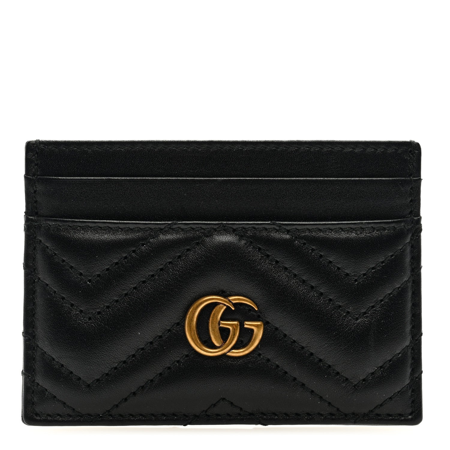 Gucci Calfskin Matelasse GG Marmont Card Holder Black 1 of 6