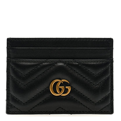 Gucci Calfskin Matelasse GG Marmont Card Holder Black 1 of 6