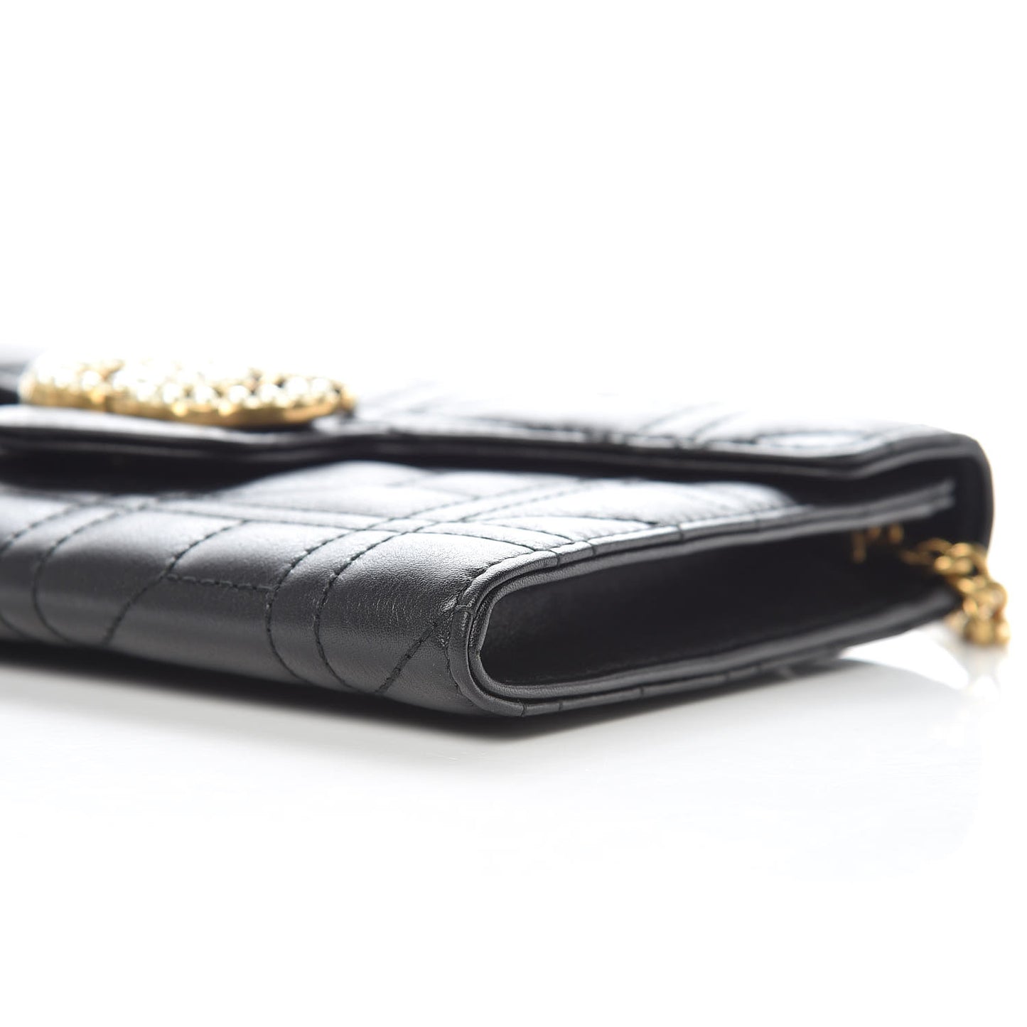 Calfskin Matelasse Mini Pearly GG Marmont Chain Wallet Black