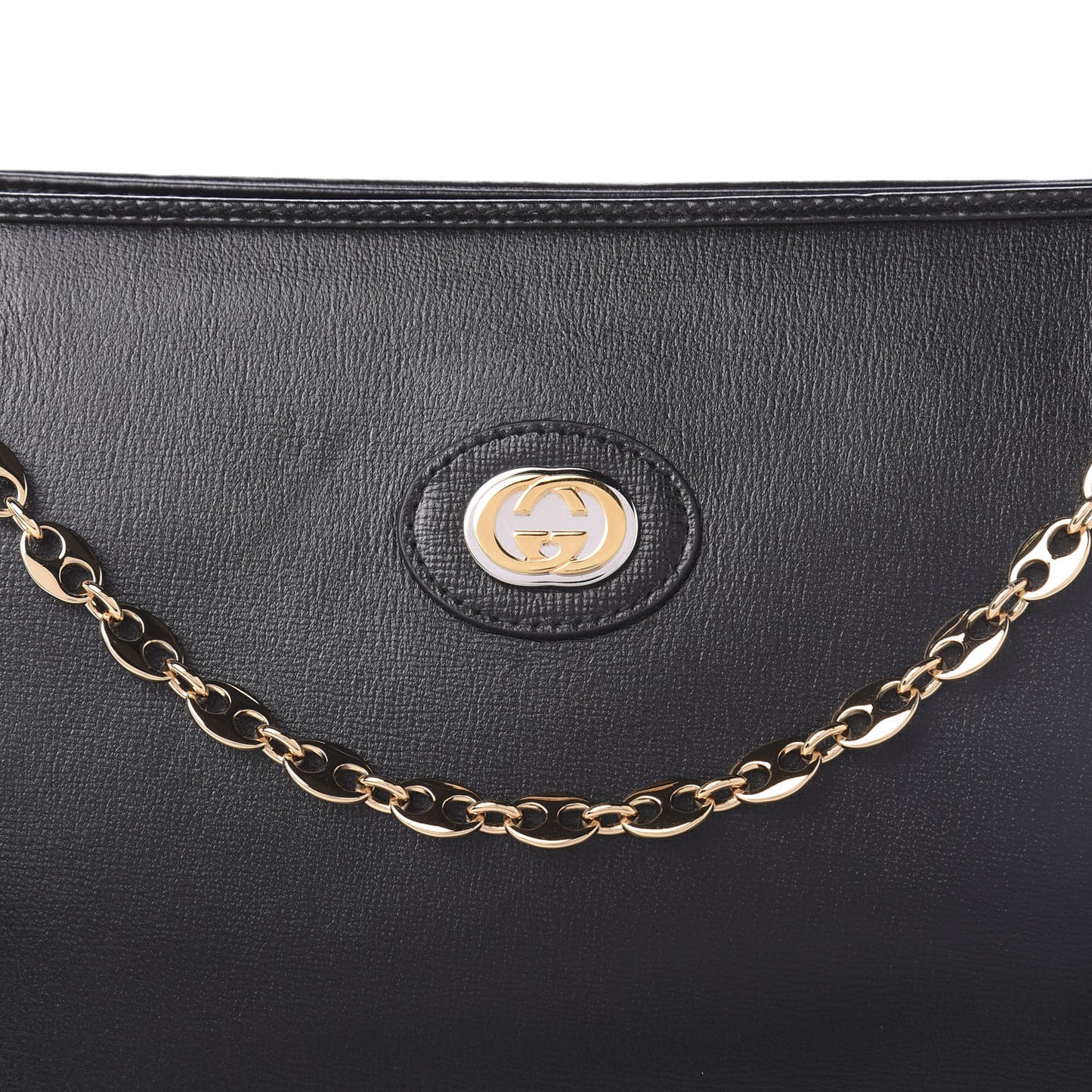 Azalea Calfskin Small Marina Open Top Chain Shoulder Bag Black