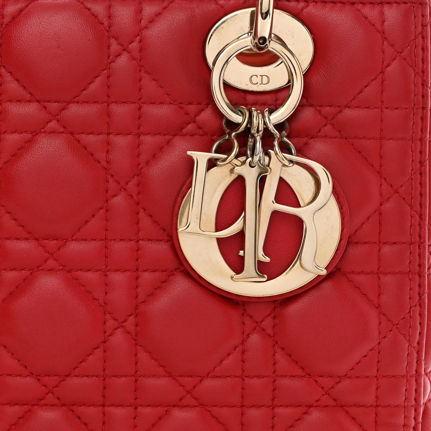 Lambskin Cannage Medium Lady Dior Red