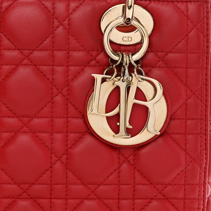 Christian Dior Lambskin Cannage Medium Lady Dior Red 8 of 10