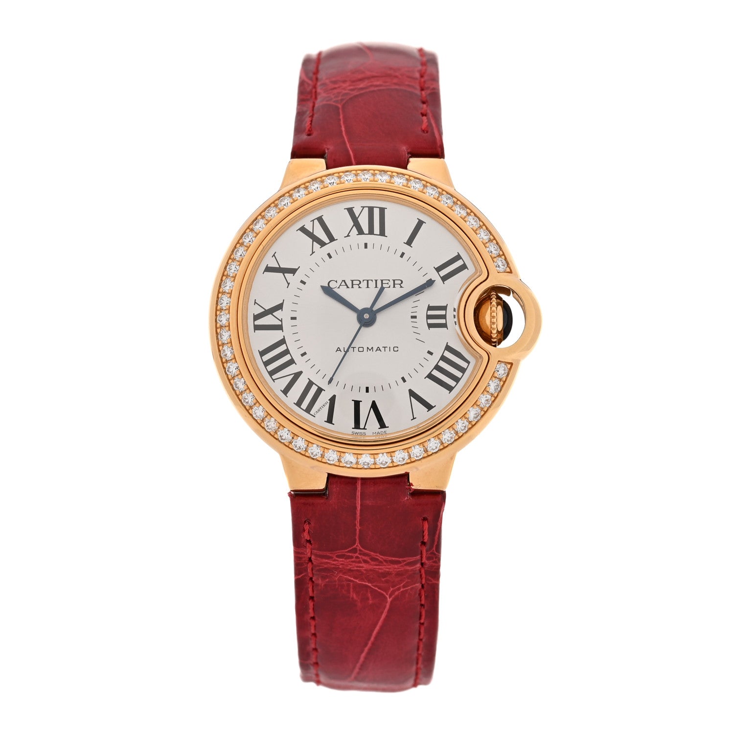 Cartier Stainless Steel 18K Yellow Gold Alligator Diamond 33mm Ballon Bleu De Cartier Automatic Watch 1 of 5