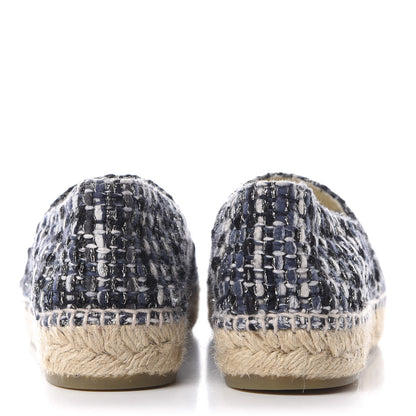 Chanel Metallic Tweed Lambskin CC Espadrilles 38 Black Silver 5 of 11