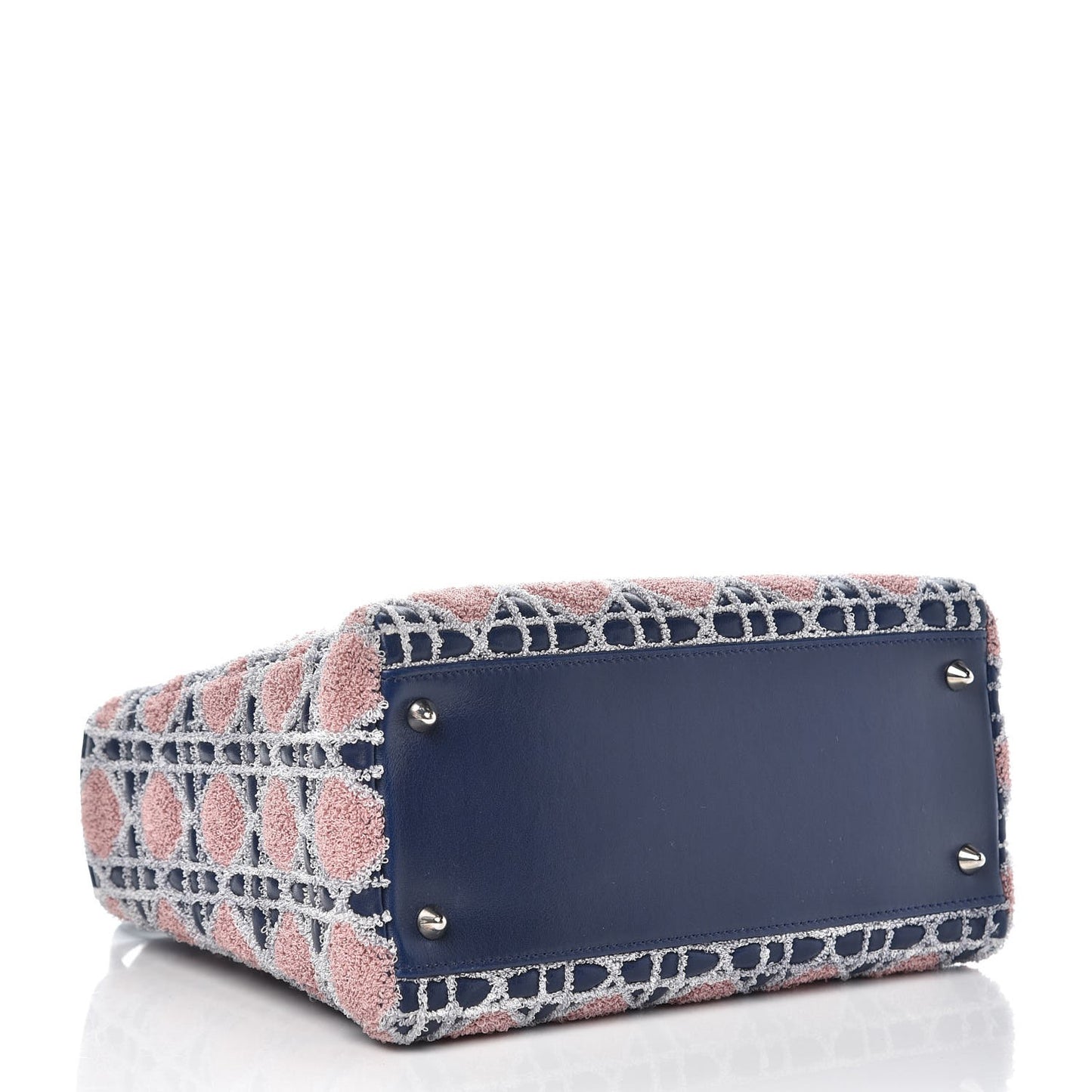 Lambskin Cannage Embroidered Medium Lady Dior Saphir Multicolor