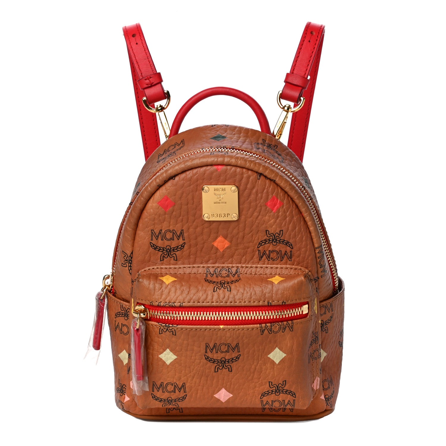 MCM Skyoptic Visetos X-Mini Stark Bebe Boo Backpack Cognac 1 of 9