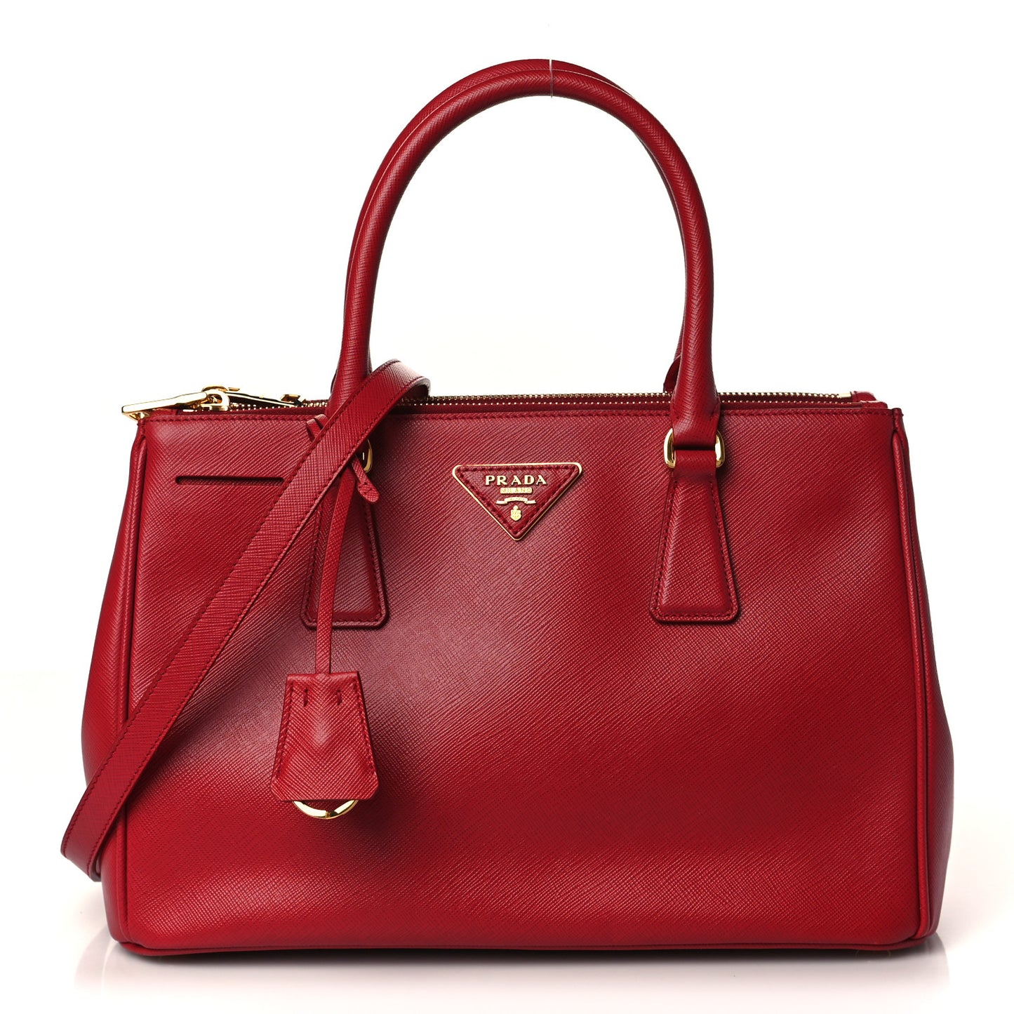 Saffiano Vernice Small Galleria Double Zip Rosso