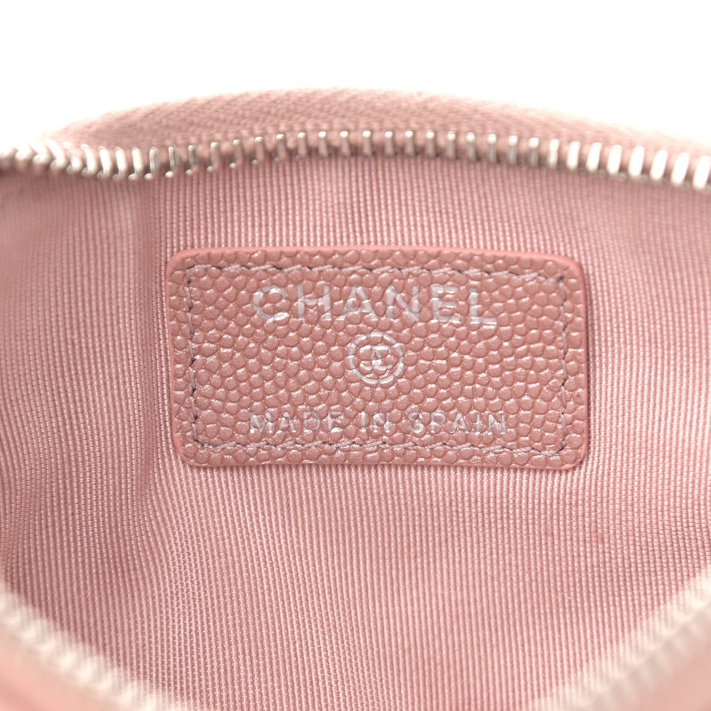 Metallic Caviar Chevron Quilted Small Vintage Mademoiselle Cosmetic Case Pink