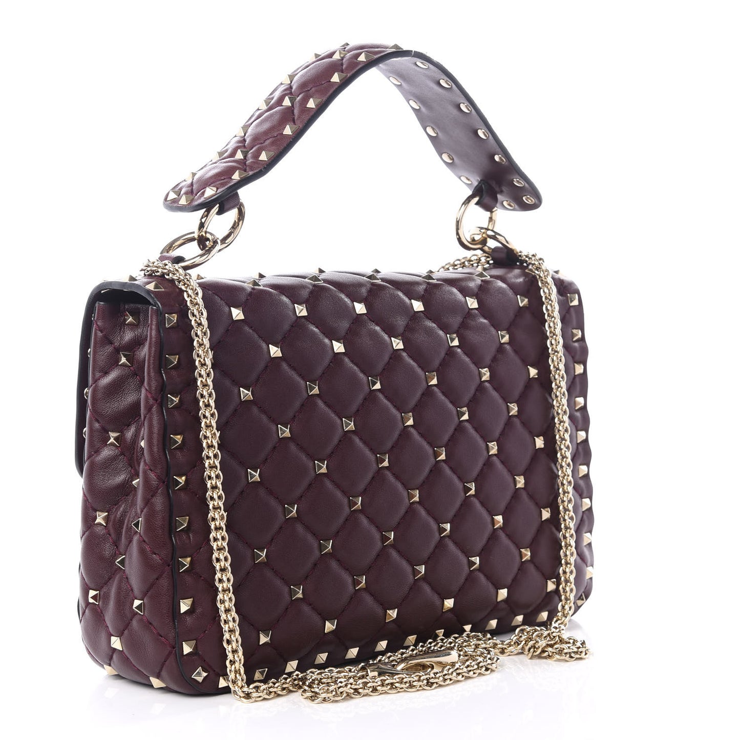 Nappa Medium Rockstud Spike Shoulder Bag Rubin