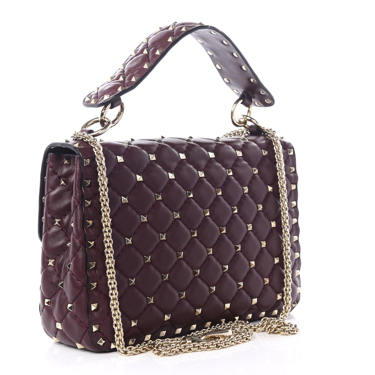 Valentino Garavani Nappa Medium Rockstud Spike Shoulder Bag Rubin 2 of 8