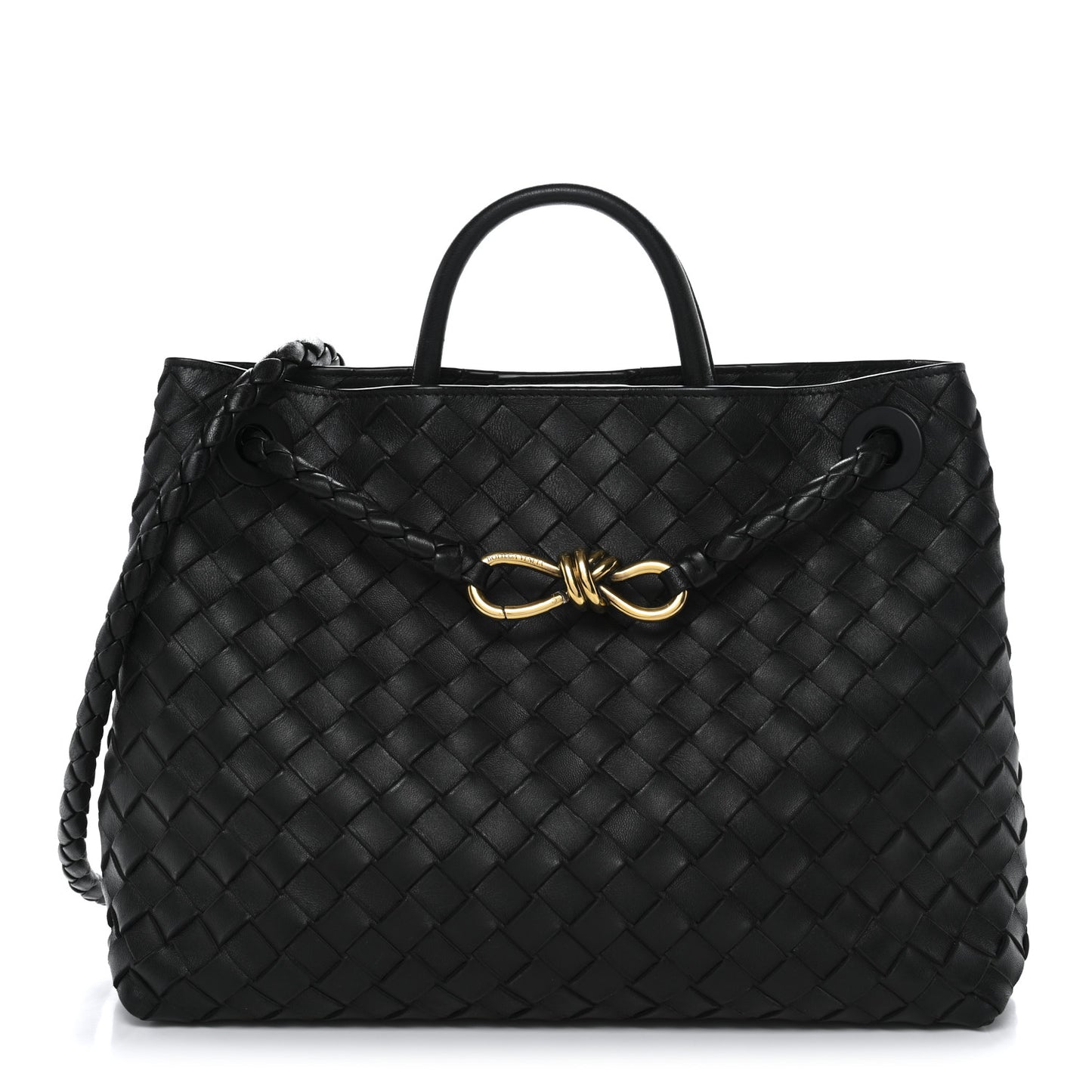 Nappa Intrecciato Medium Andiamo Shoulder Bag Black