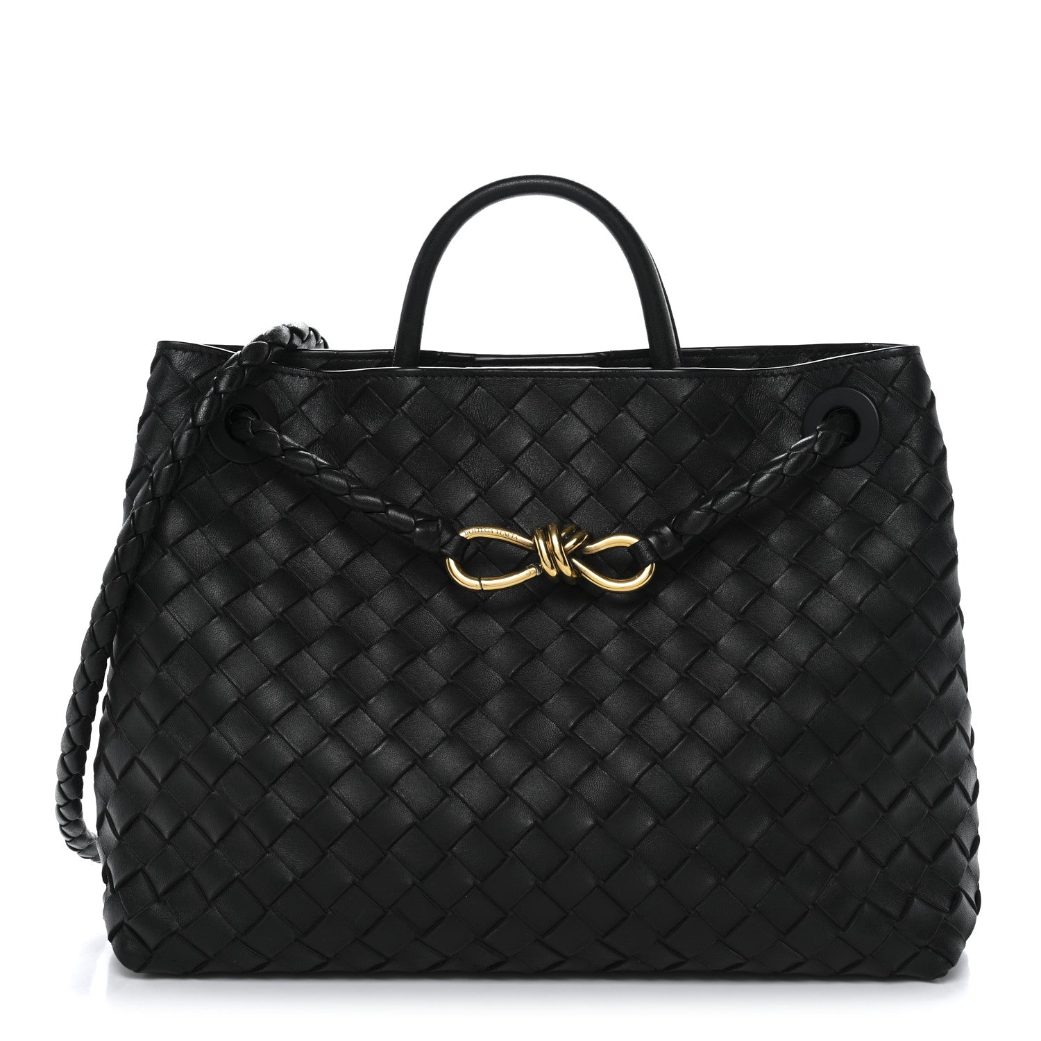 Bottega Veneta Nappa Intrecciato Medium Andiamo Shoulder Bag Black 1 of 12