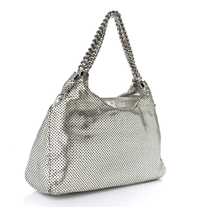 Chanel Metallic Glazed Calfskin Perforated Rodeo Drive Hobo Silver 3 of 9