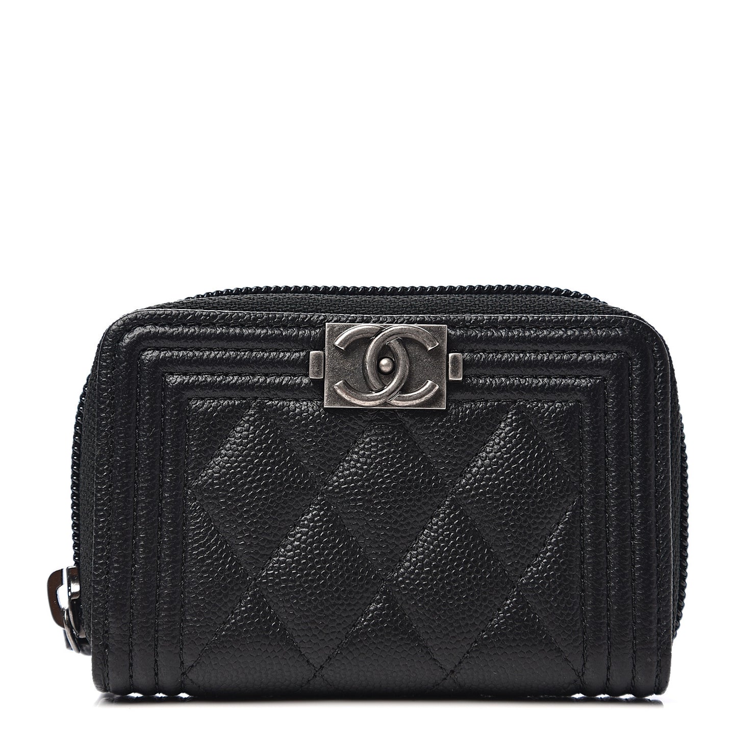Caviar Quilted Boy Zip Around Coin Purse Wallet