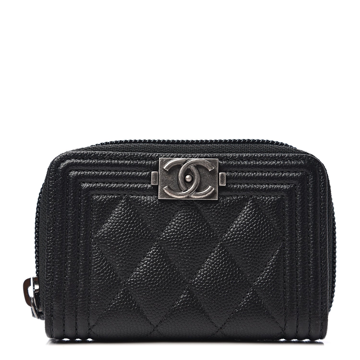 Chanel Caviar Quilted Boy Zip Around Coin Purse Wallet 1 of 6