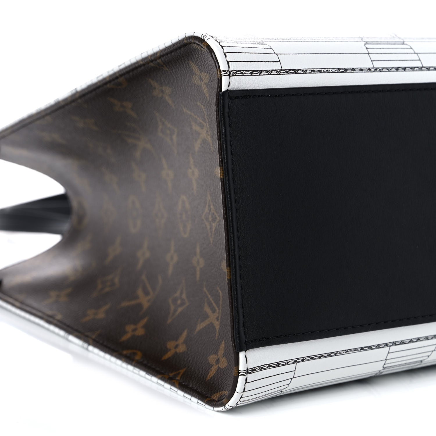 Louis Vuitton X FORNASETTI Calfskin Architettura Onthego MM Black White 13 of 15