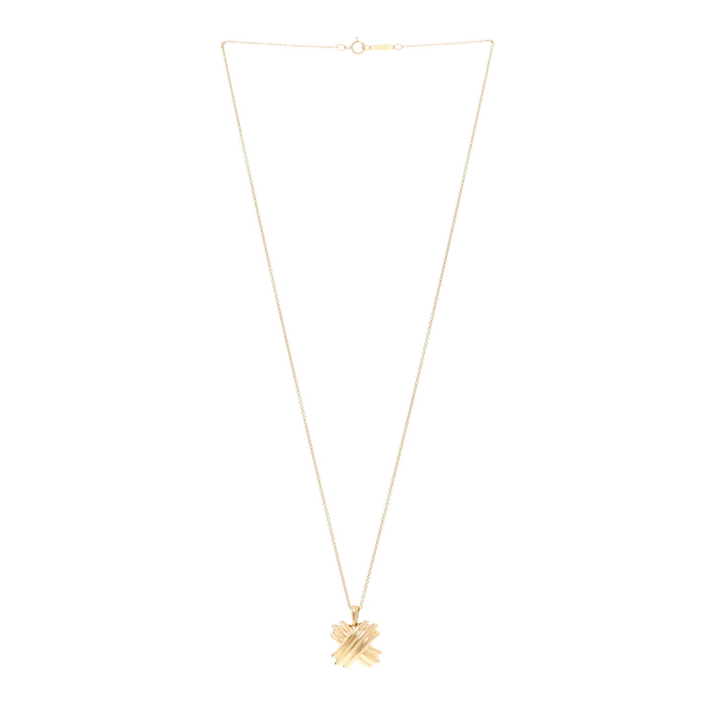 18K Yellow Gold Large Signature X Pendant Necklace