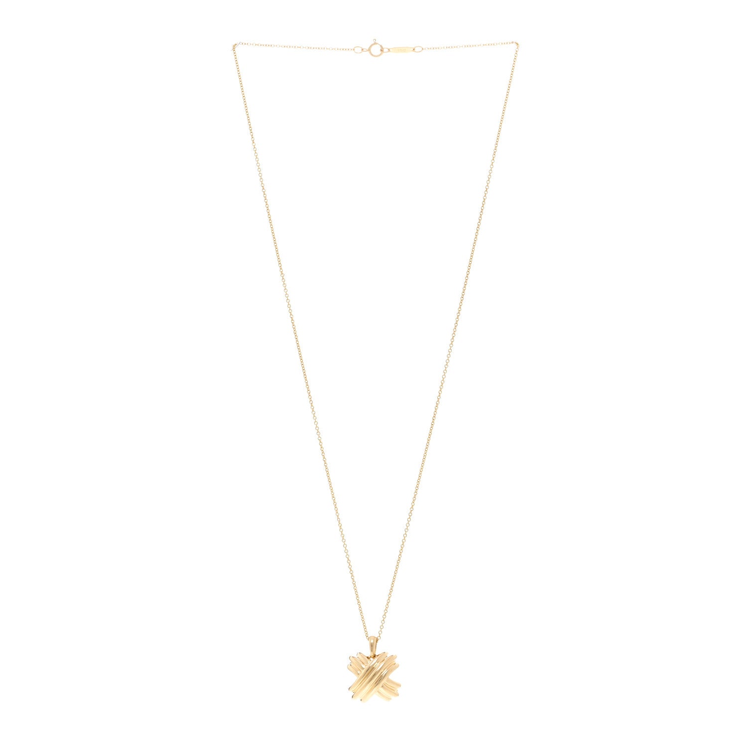 Tiffany 18K Yellow Gold Large Signature X Pendant Necklace 3 of 4