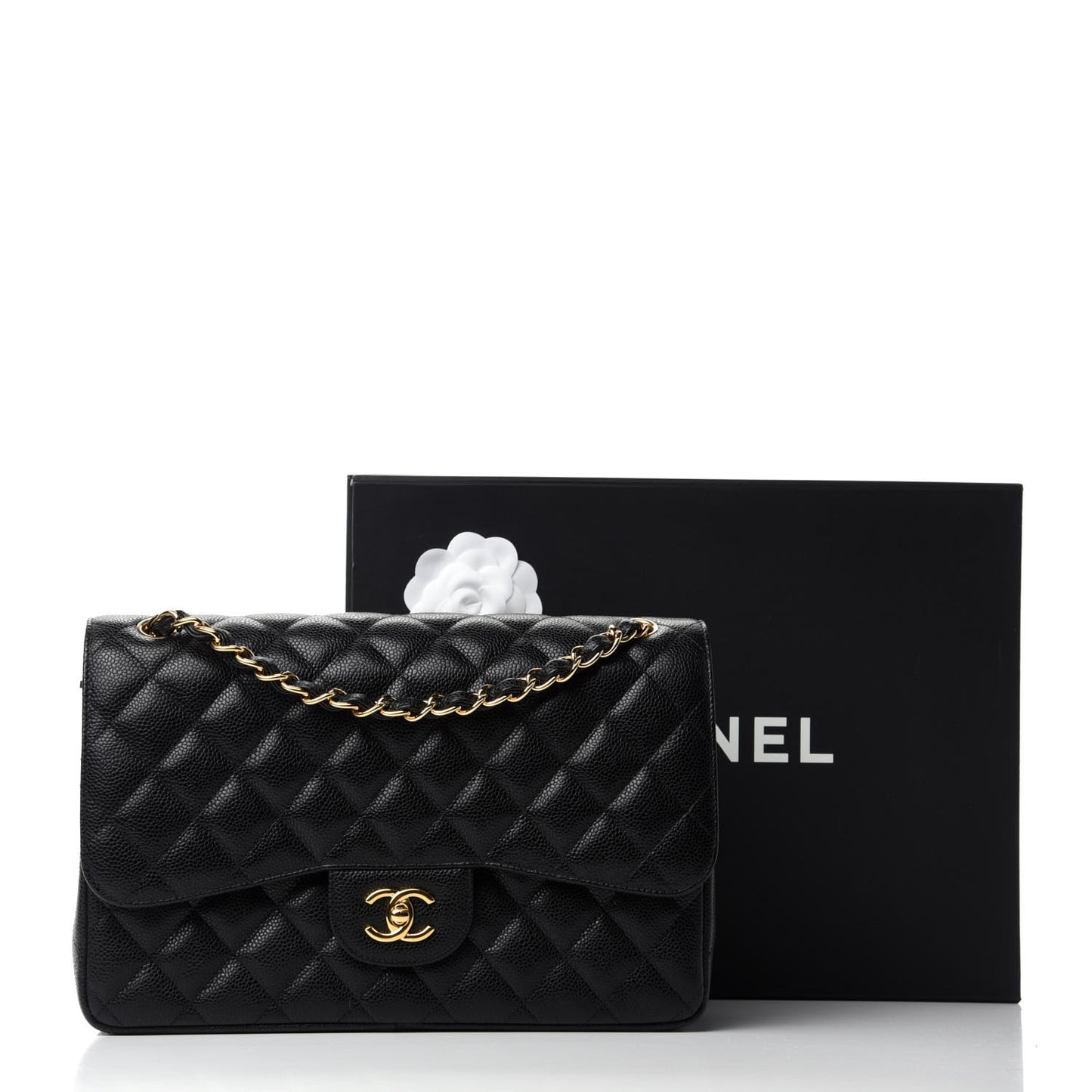 Caviar Quilted Jumbo Double Flap Black