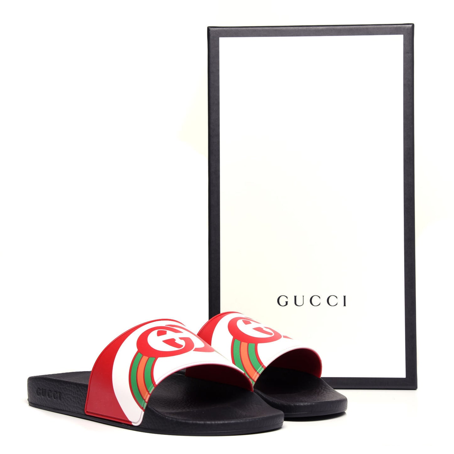 Rubber GG Rainbow Mens Pursuit Pool Slide Sandals 11 Live Red Multicolor