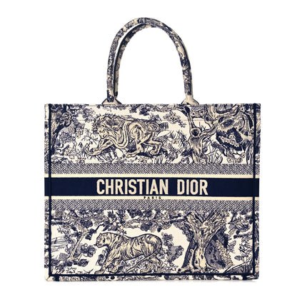 Christian Dior Canvas Embroidered Large Dioriviera Toile De Jouy Book Tote Blue 1 of 8