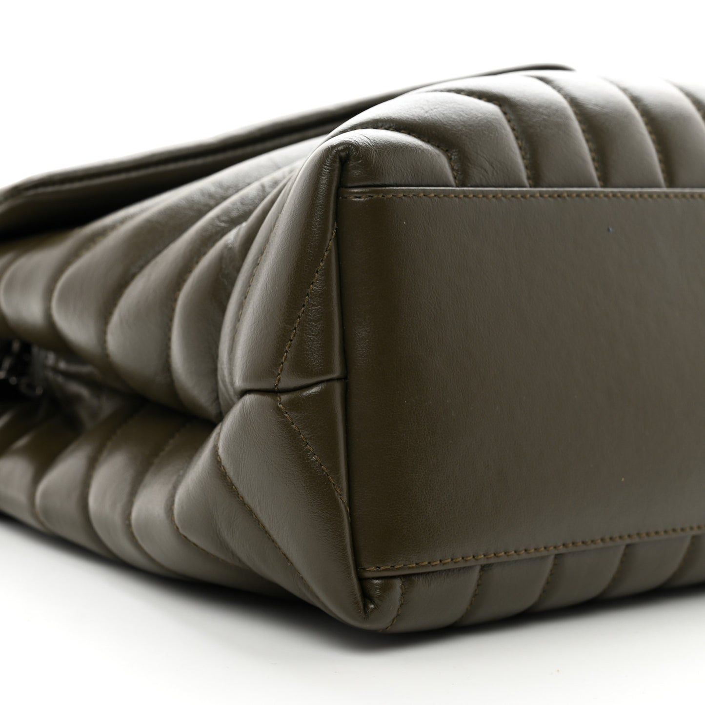 Calfskin Y Quilted Monogram Medium Loulou Chain Satchel Khaki Fonce