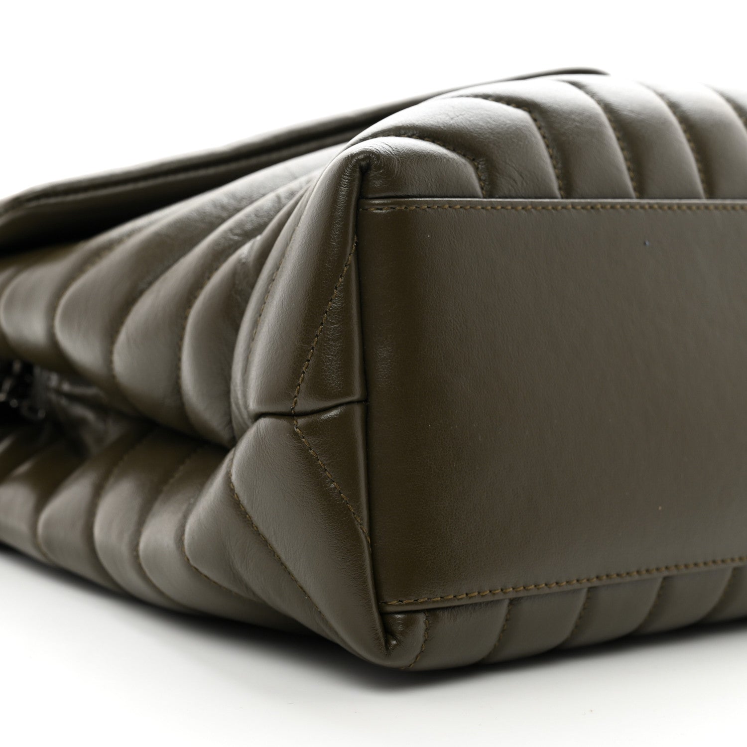 Saint Laurent Calfskin Y Quilted Monogram Medium Loulou Chain Satchel Khaki Fonce 10 of 11