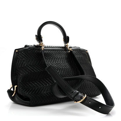 Salvatore Ferragamo Woven Calfskin Medium Sofia Shoulder Bag Black 3 of 12